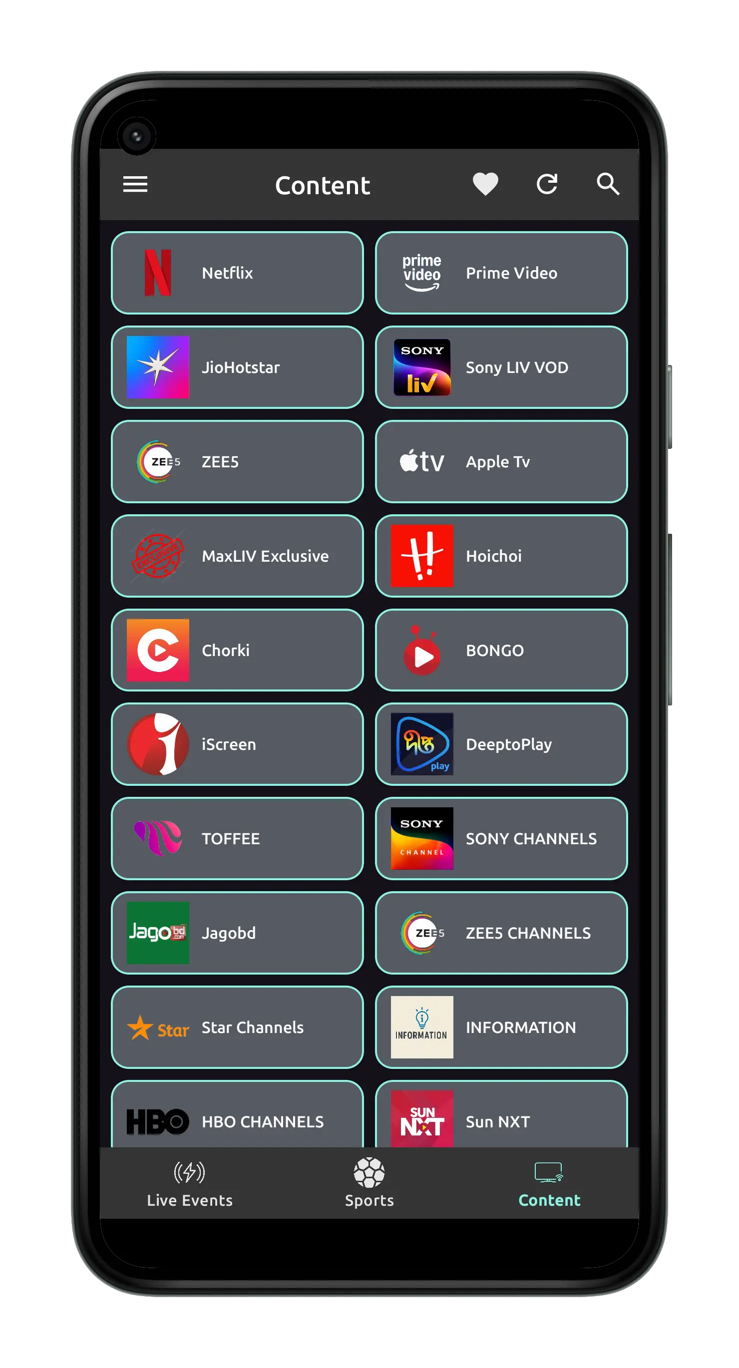 Match content screen